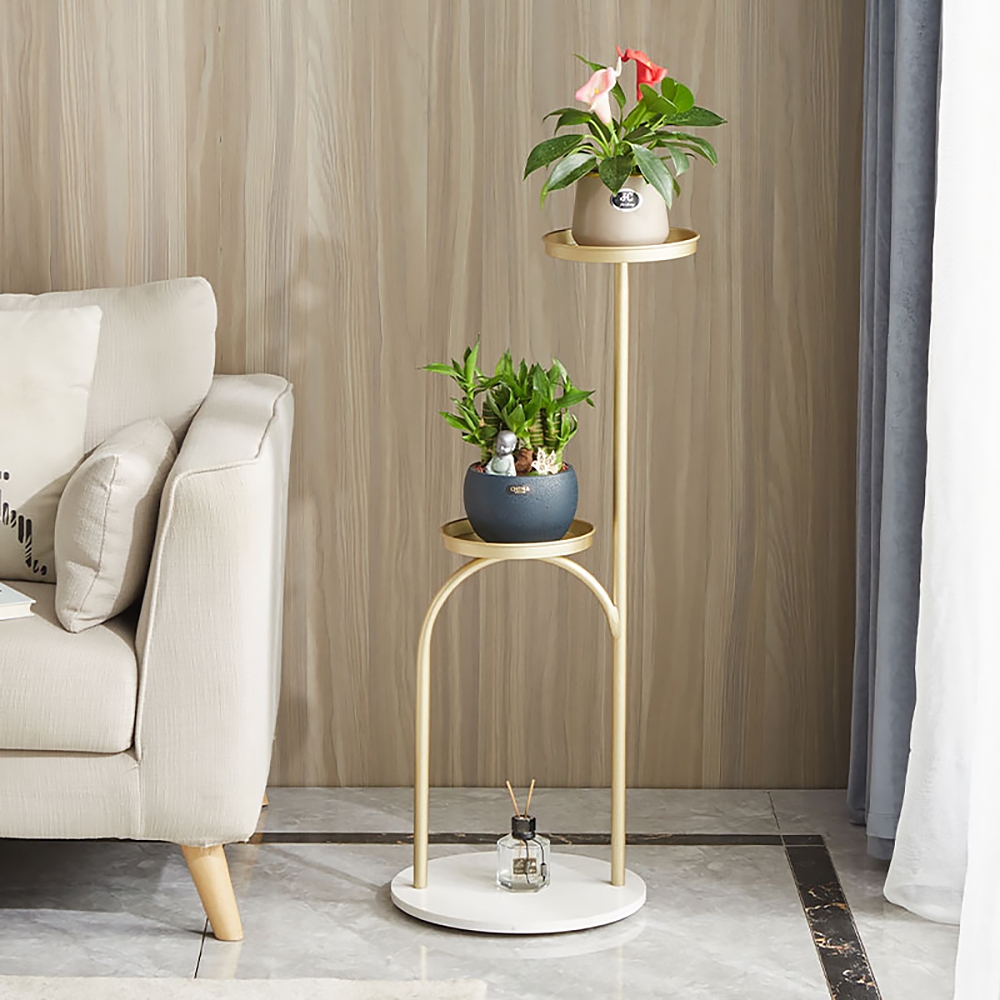 Modern Tall 3Tiered Plant Stand Gold Metal Corner Planter Stand Indoor