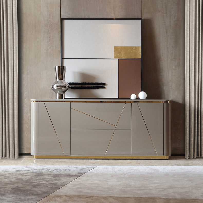

Janice Gray Sideboard Buffet with Drawer & Shelves Gold Sideboard Cabinet