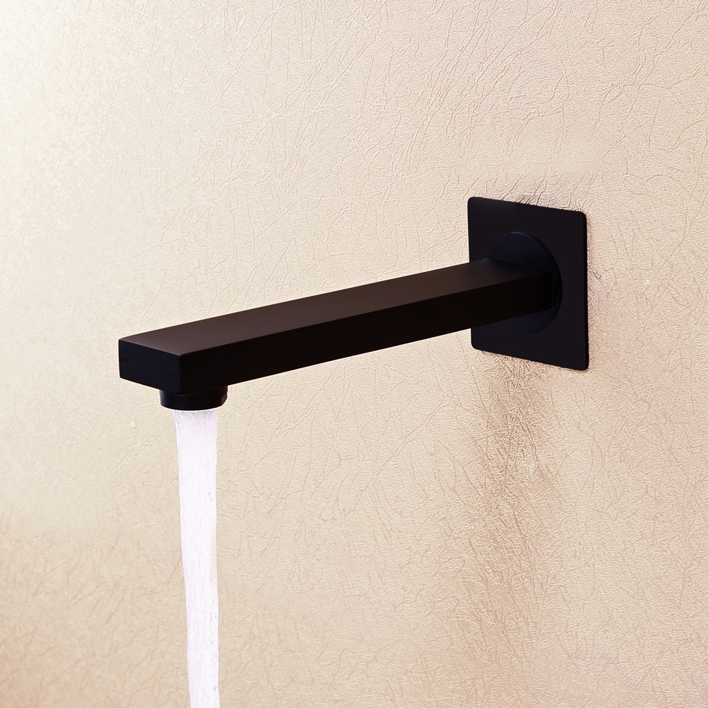 

Contemporary Square Solid Brass Wall Mounted Tub Filler Spout in Matte Black Finish