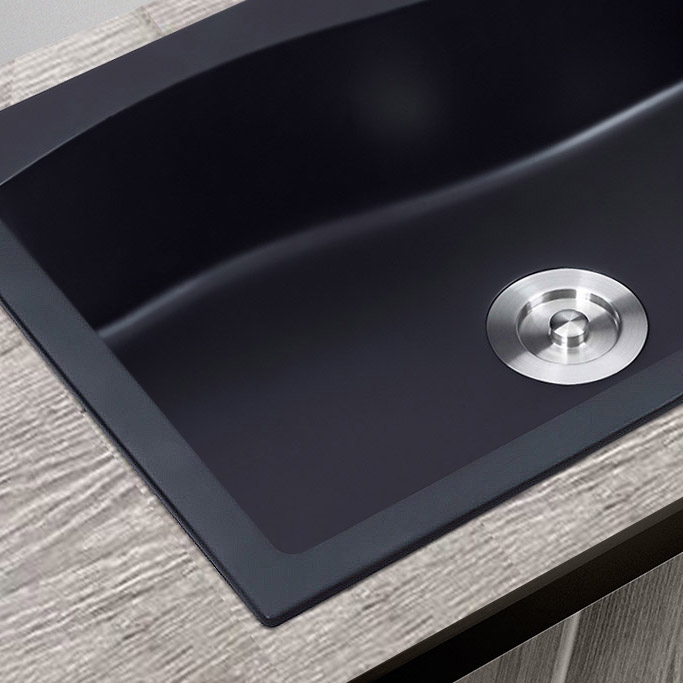Modern 30" Kitchen Sink Rectangular Drop-in Sink Single Bowl Quartz Matte Black