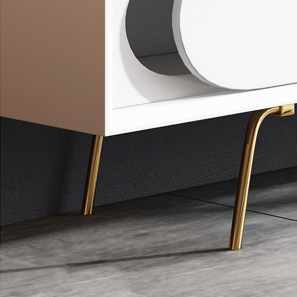 Modern 71" White TV Stand 2 Sliding Doors Entertainment Center