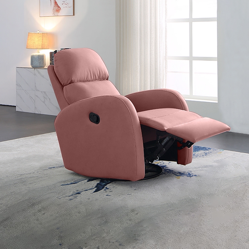 Swivel Modern Gliding Pink Recliner Chair in LeathAire Living Room
