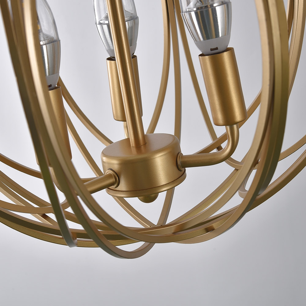 Modern Chic Gold 4-Light Iron Chandelier Orb Chain Suspended Geometric Ceiling Light