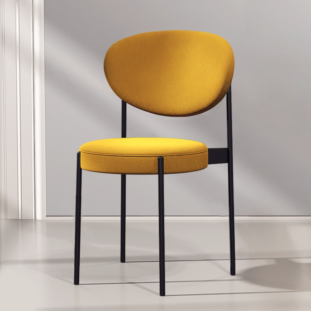 Modern Upholstered Dining Chairs Linen Side Chair Set of 2 in Yellow