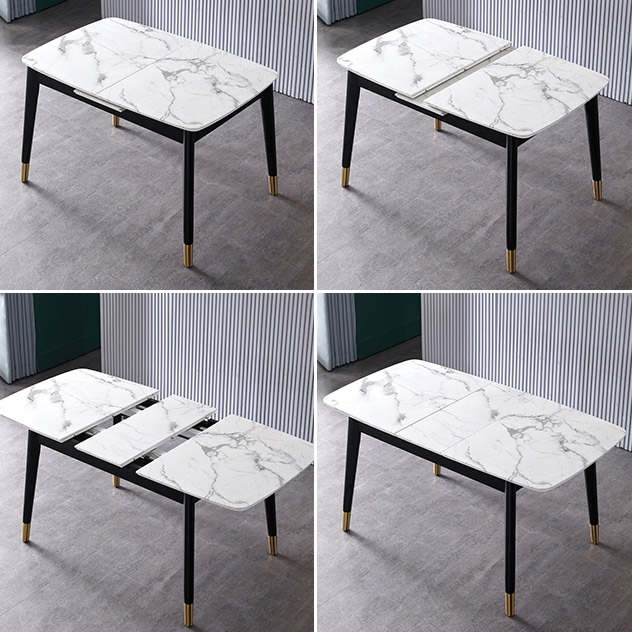 55" to 71" Modern Rectangular Extendable Dining Table with Marble