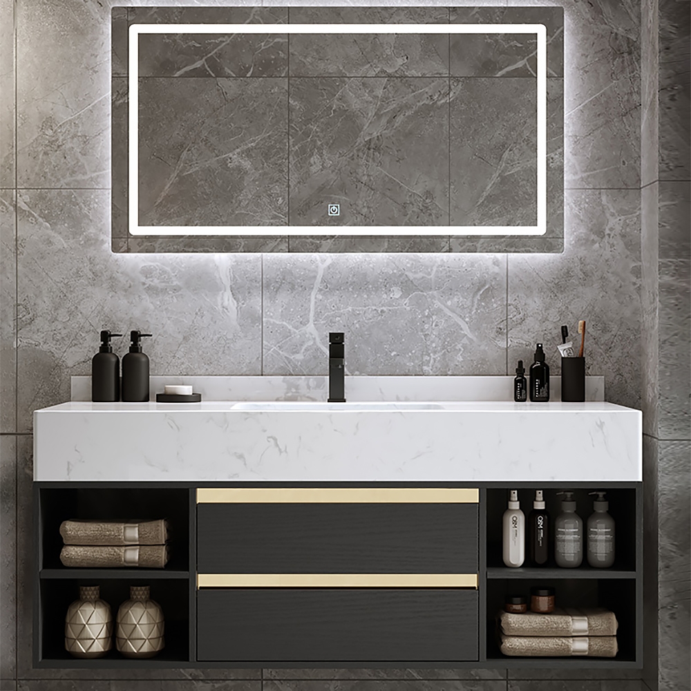 1000mm Floating Bathroom Vanity with Ceramic Basin 2 Drawers and Shelves
