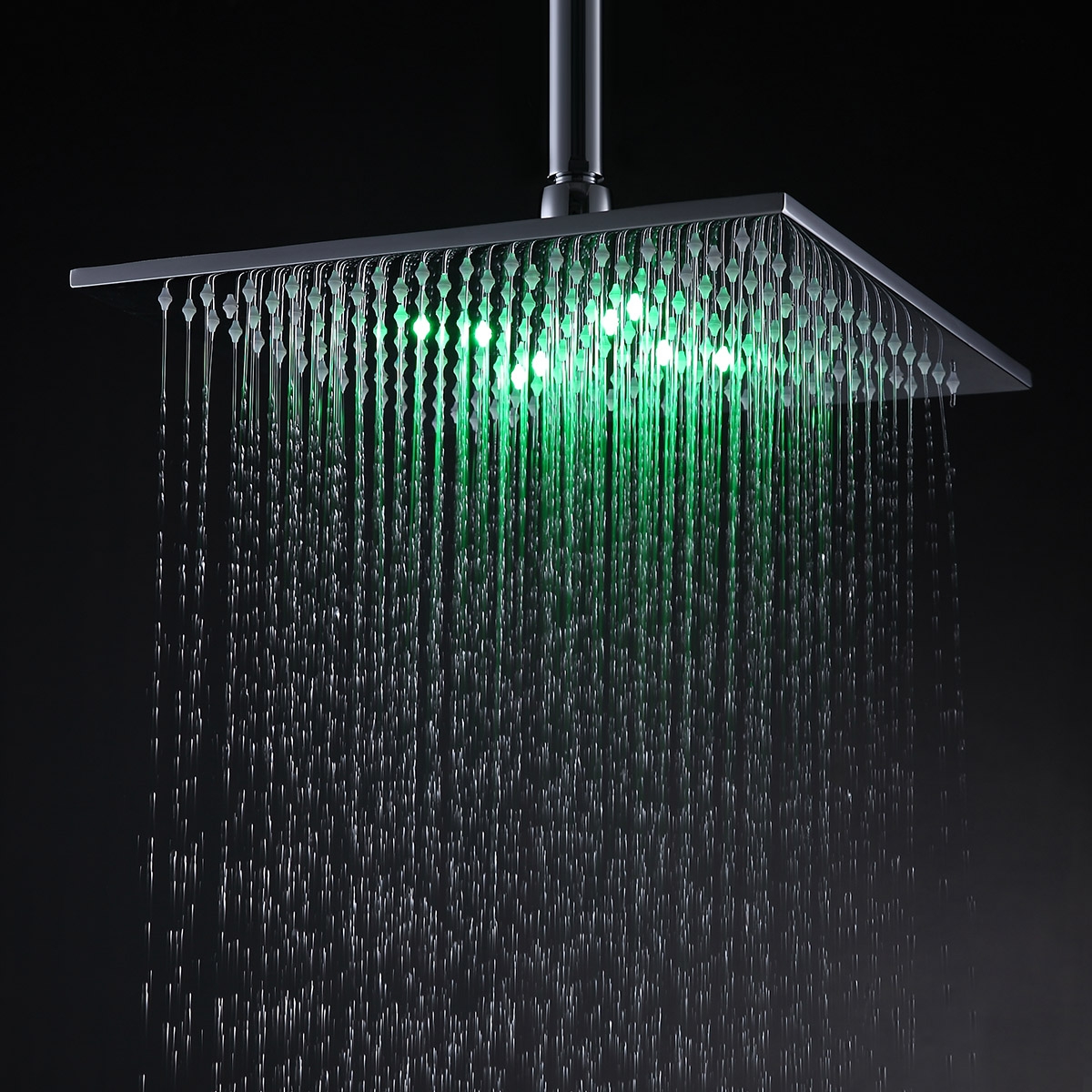 12 Inch Modern Square Solid Brass Led Rain Shower Head In Polished Chrome Homary