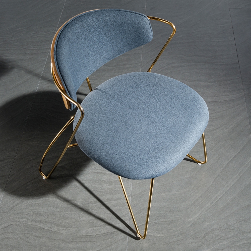 Blue Dining Chair Upholstered Linen Modern Arm Chair Set of 2Homary