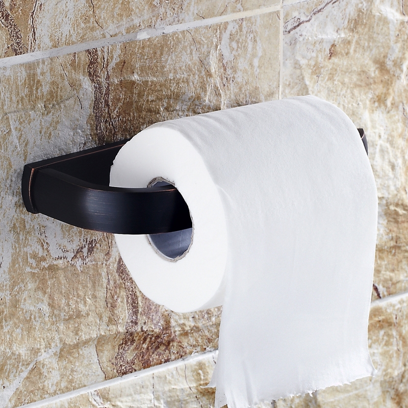 Classy Solid Brass Antique Black Bathroom Toilet Paper Roll Holder & Single Post
