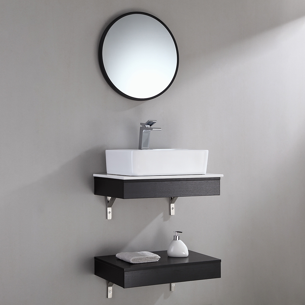 

Modern 24" Floating Wall-Mount Single Bathroom Vanity Set