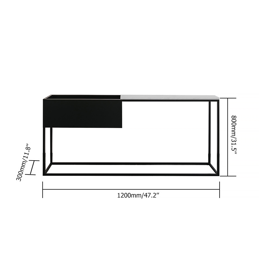 Modern White&Black Faux Marble Narrow Console Table Rectangle with Storage
