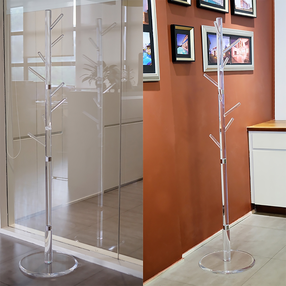 Minimalist Clear Tree Coat Stand Hallway Coat Hanger Stand with 8 Hooks