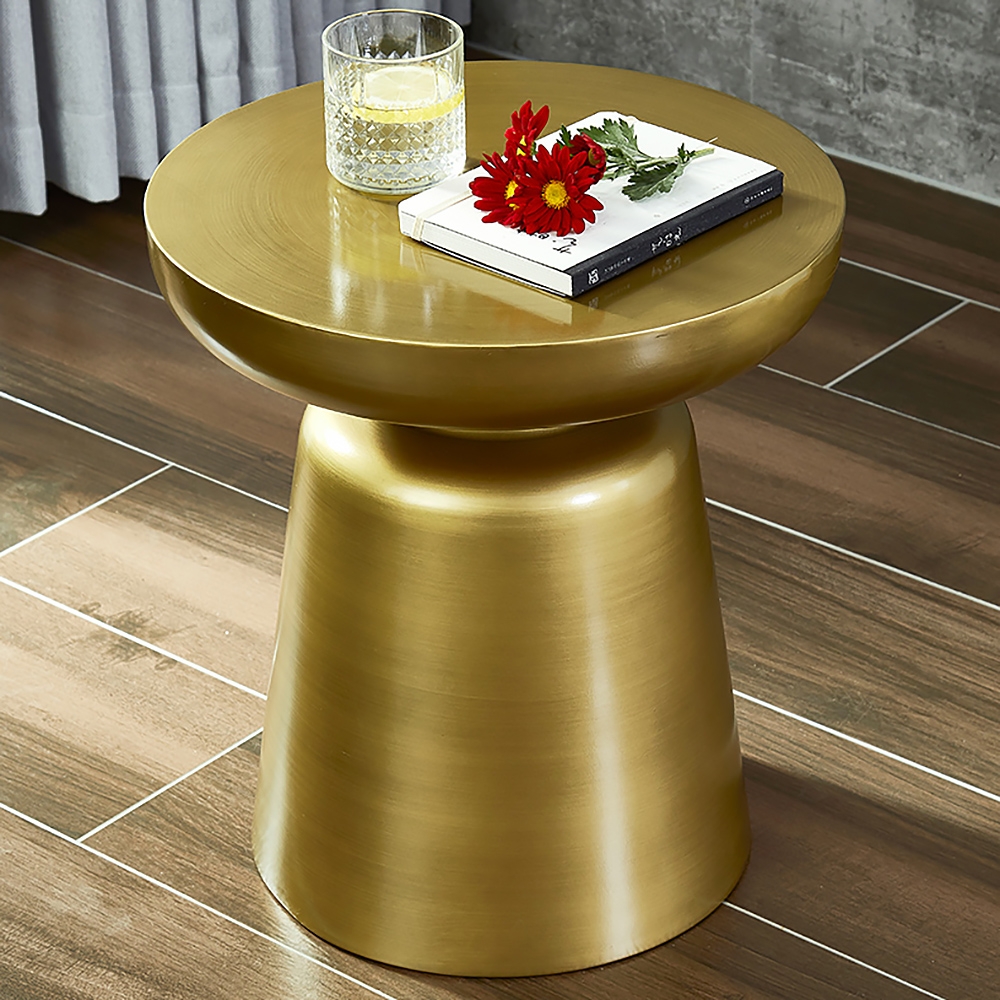 

Modern Round Side Table Metal End Table in Bronze