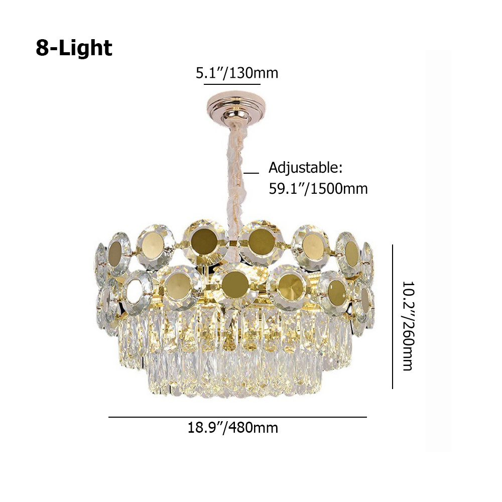 Round Tiered Crystal Chandelier with 8-Light in Light Luxury & Chic Style
