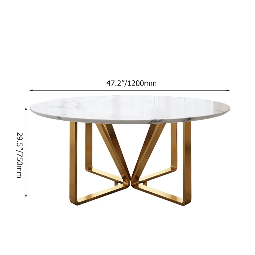 Modern Round Dining Table with Marble Top Stainless Frame