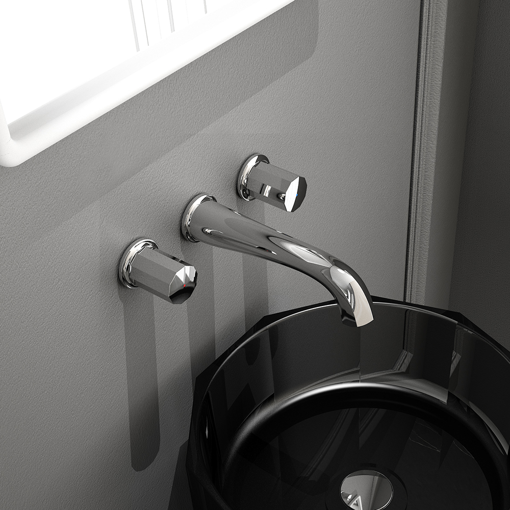 

Chrome Wall Mounted Bathroom Sink Faucet Solid Brass