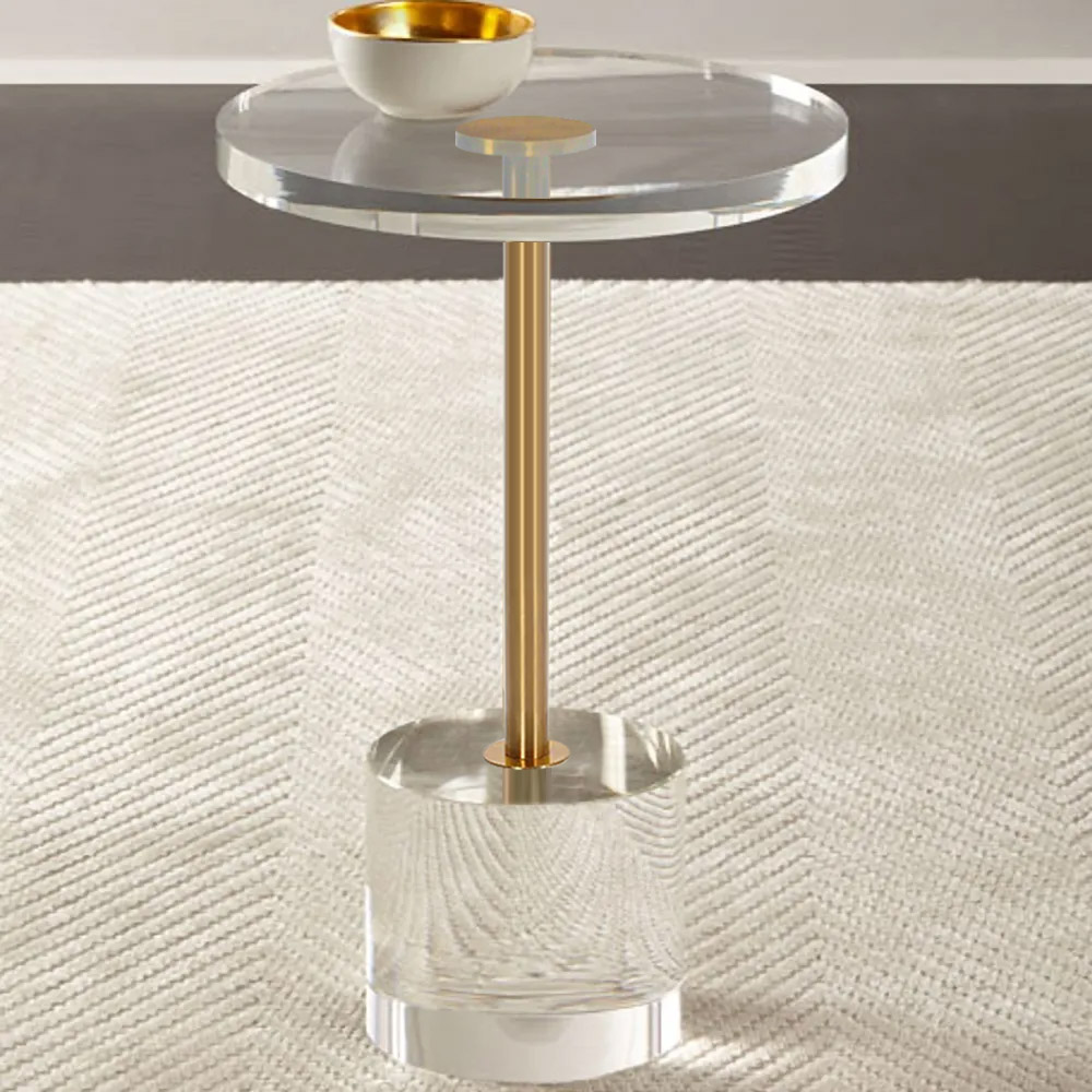 Table d'appoint ronde en acrylique en acier inoxydable