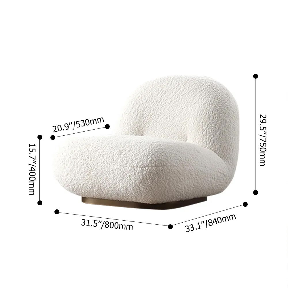Off-White Lamb Wool Floor Sofa Lounge Chair Soft Cushion Single Sleeper