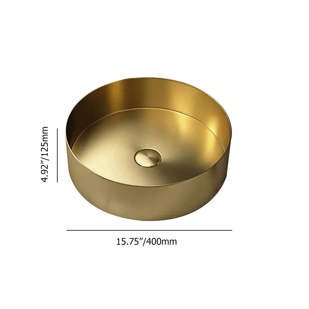 Contemporary Gold Round Stainless Steel Countertop Basin Luxury Wash Basin