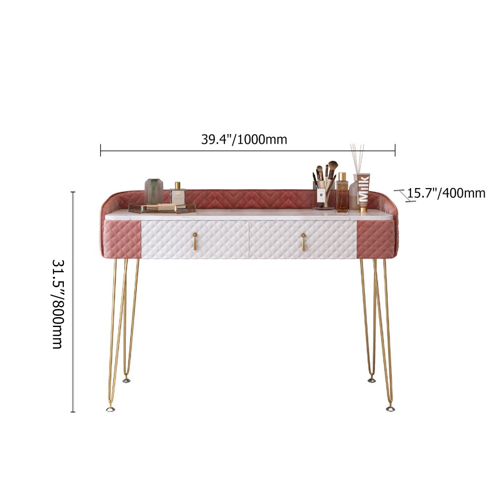 1000mm Blue & White Velvet Upholstered Makeup Vanity Table with Stools