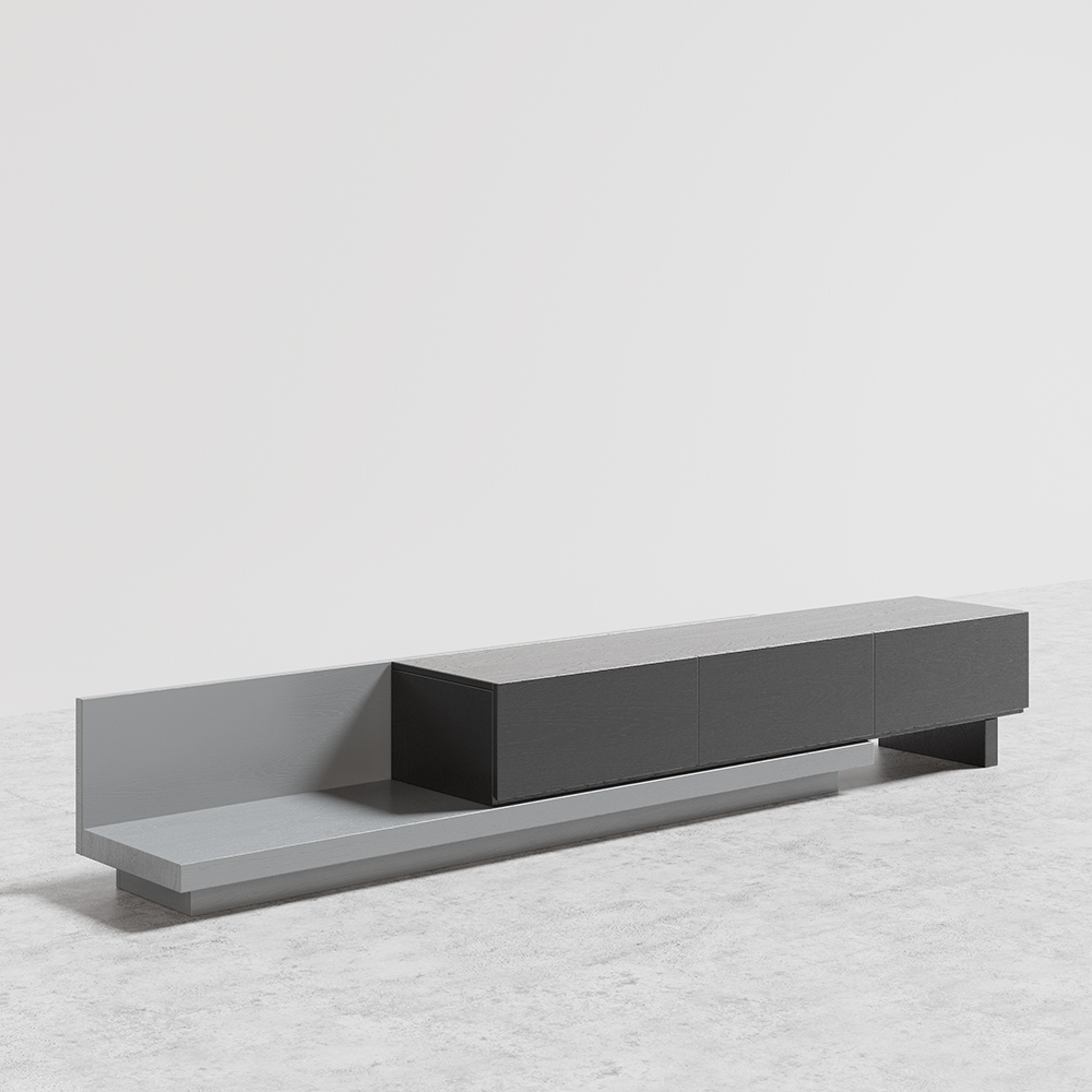 Soporte de TV extensible de madera Kayla Consola multimedia negra y