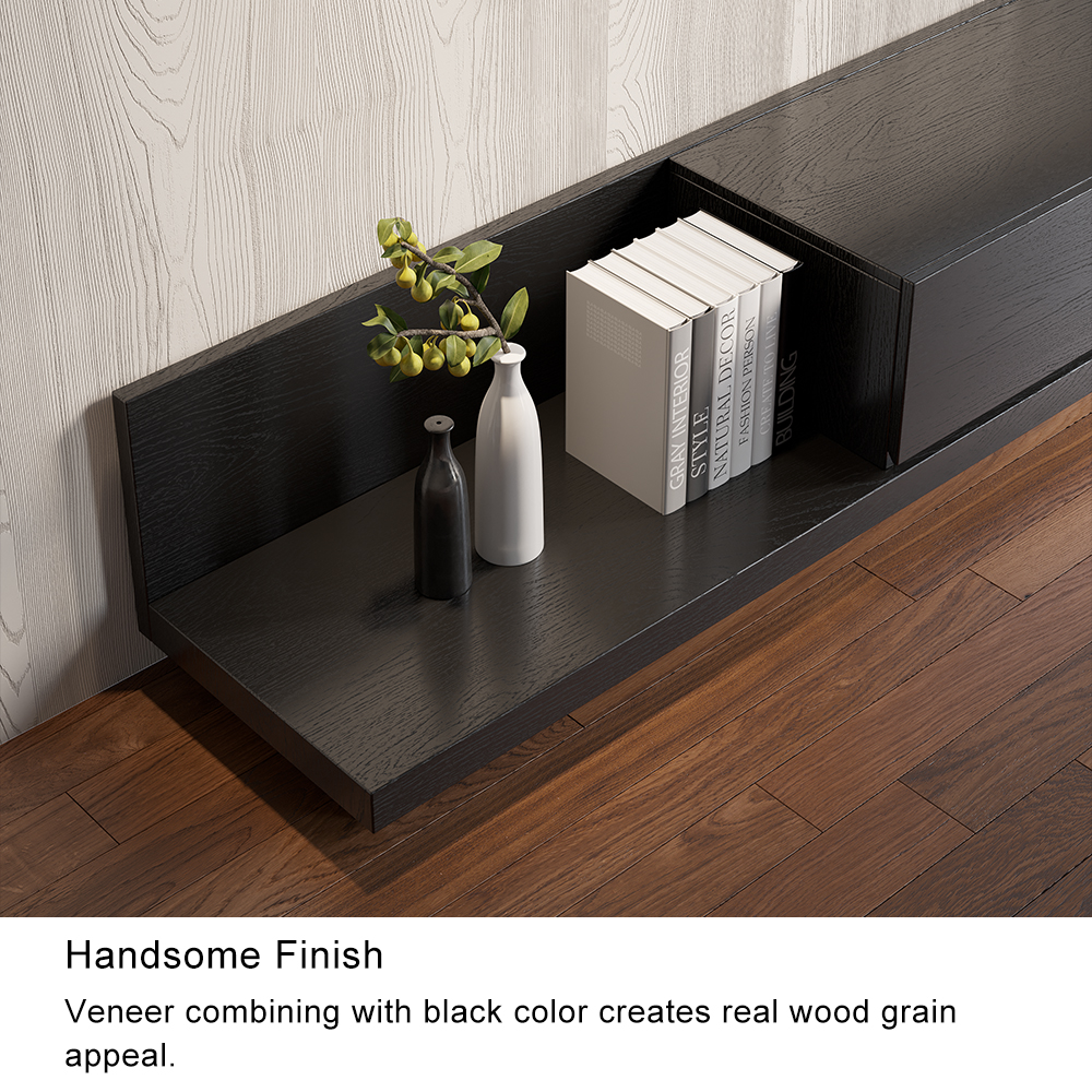 Kayla Rectangle Wood Extendable TV Stand Black Media Console with 3