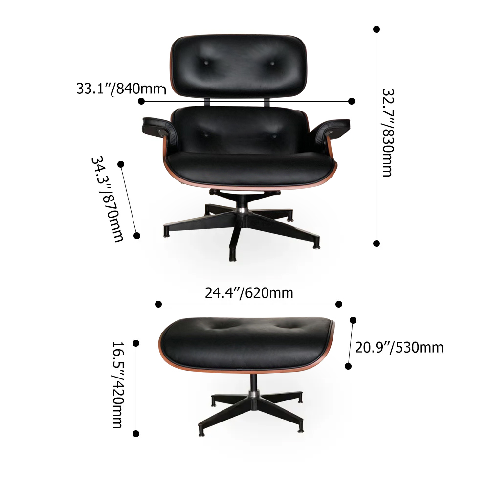 2Pieces Walnut Swivel Recliner with Ottoman Lounge Chair SetHomary