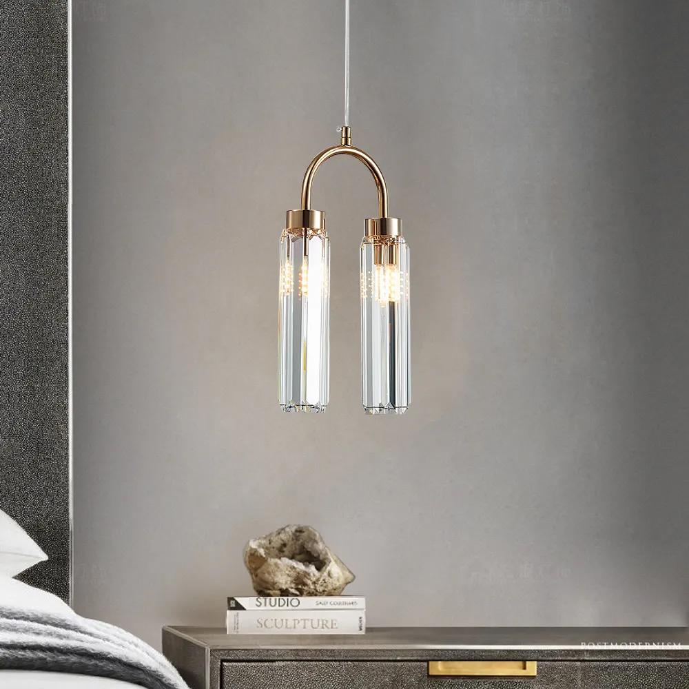 

Modern Gold U-Shape Crystal Pendant Light 2-Light for Living Room and Bedroom