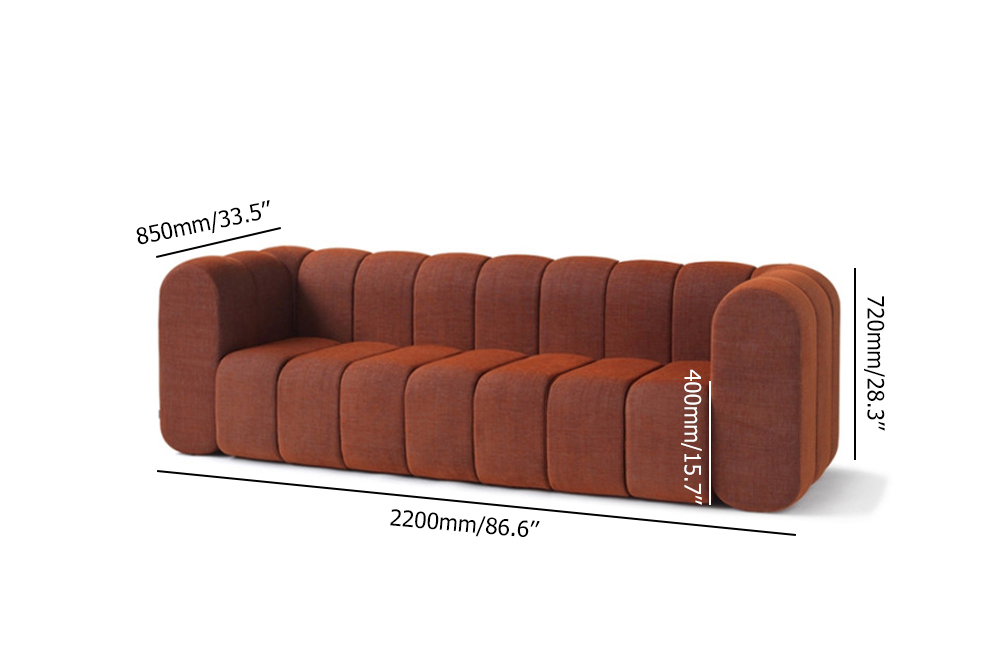 86.6" Modern Velvet Upholstered Sofa 3-Seater Sofa Luxury Sofa Solid Wood Frame
