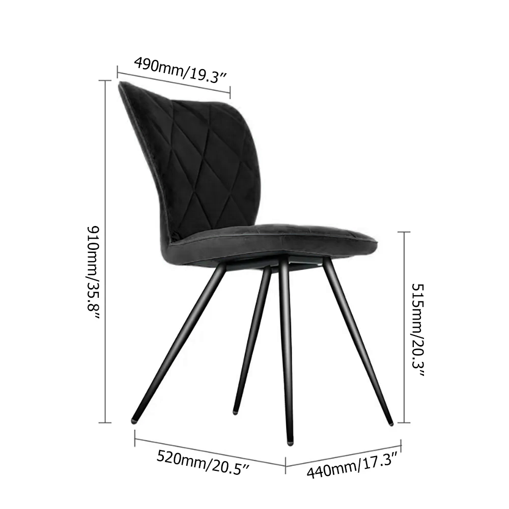 Modern Dining Chair High Back Velvet Upholstered Dining Chair Set of 2