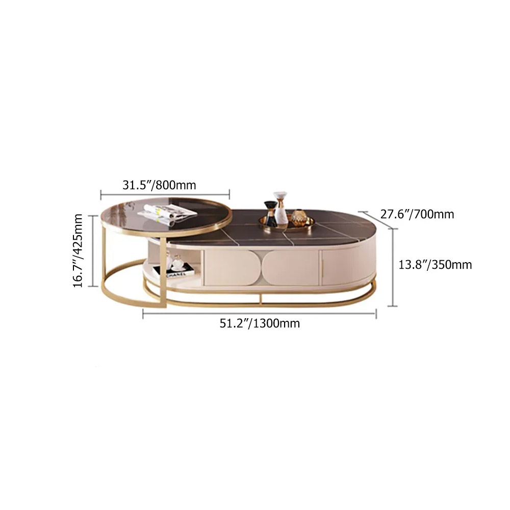 2 Pieces Modern Nesting Coffee Table with DrawersHomary