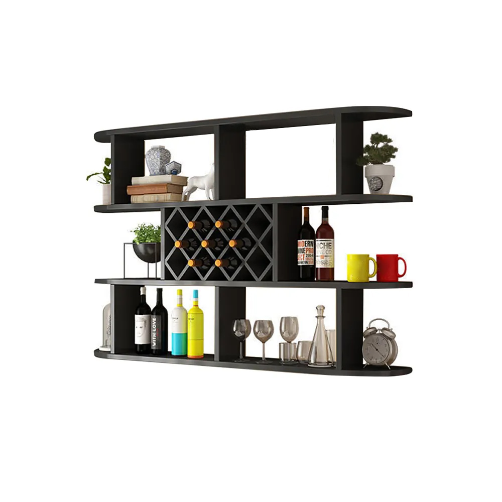 Contemporary Wall Mounted Wine Rack in Black