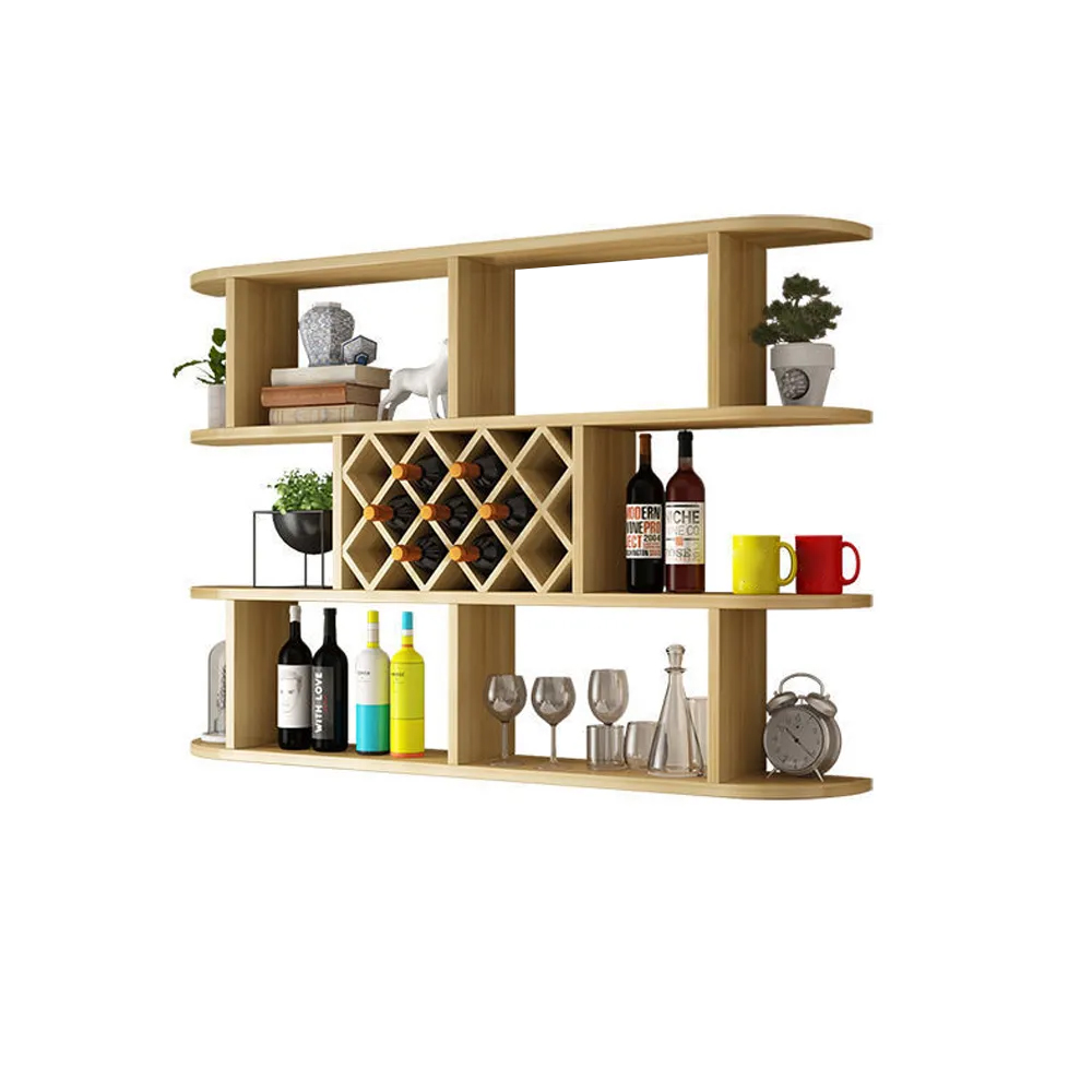 Contemporary Wall Mounted Wine Rack in Natural