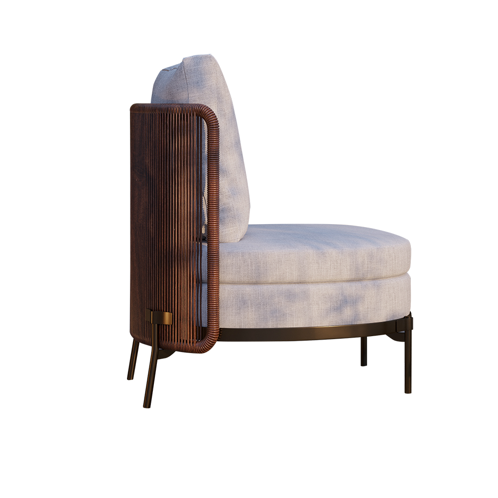 Silla decorativa de ratán para patio, silla sin brazos con cojín-Homary