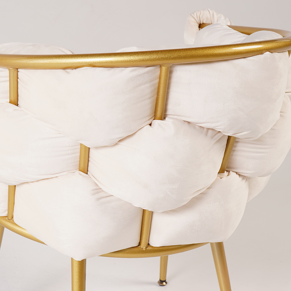 Modern Velvet Accent Chair Beige Upholstered Armchair with Gold LegsHomary