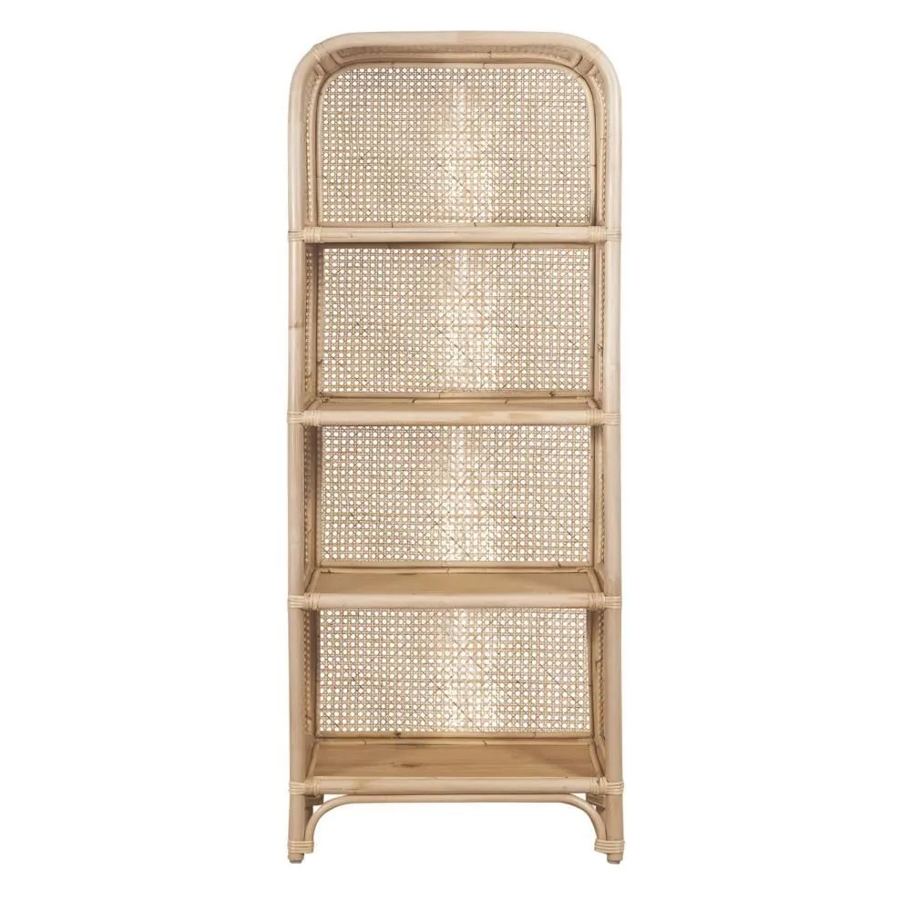 59" Natural Rattan Woven Bookcase with 3 Shelves