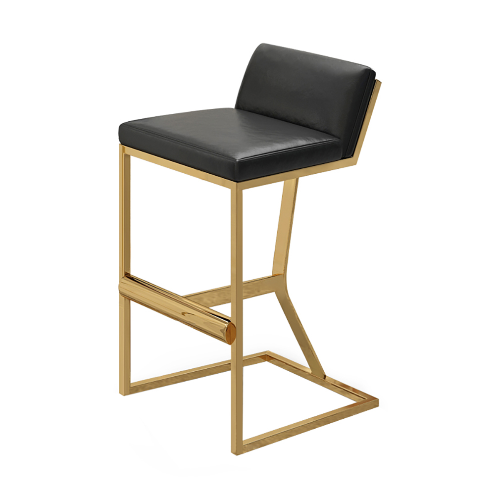 Black PU Leather Bar Stool & Counter Stool Gold Legs with Footrest