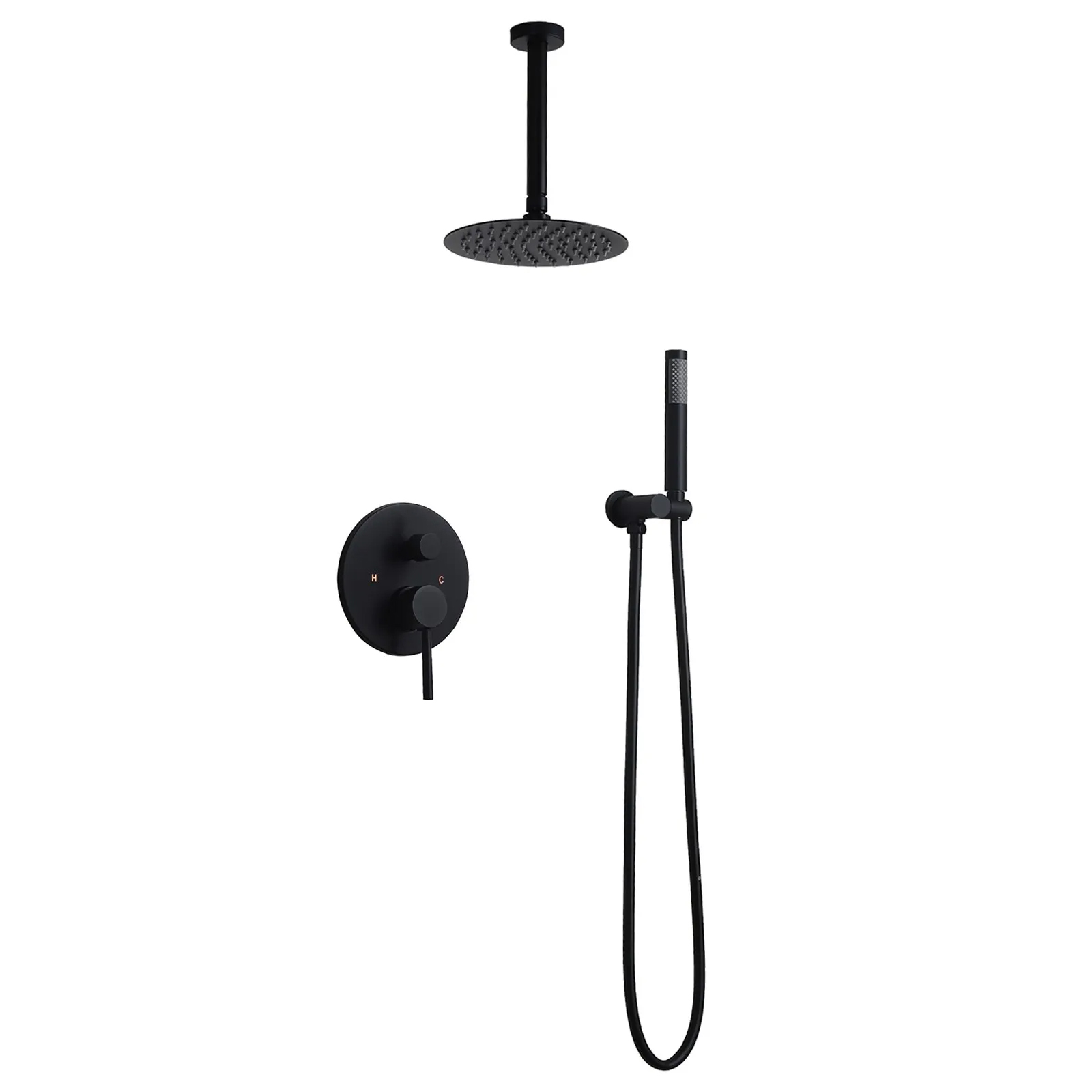 Round Rain Shower Head Shower 12" Combo System with Handheld Shower