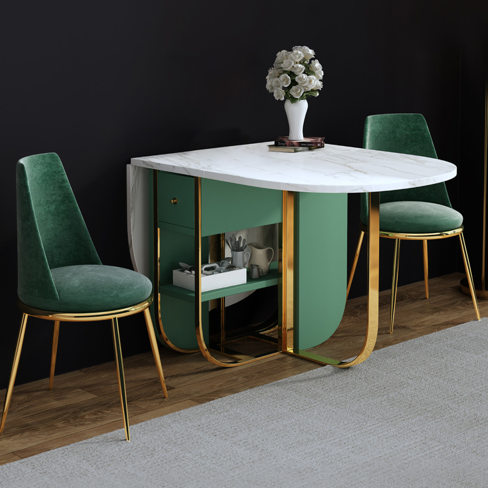 

Modern Extendable Rectangle Dining Table with Wood Drop Leaf Folding for Dining Room