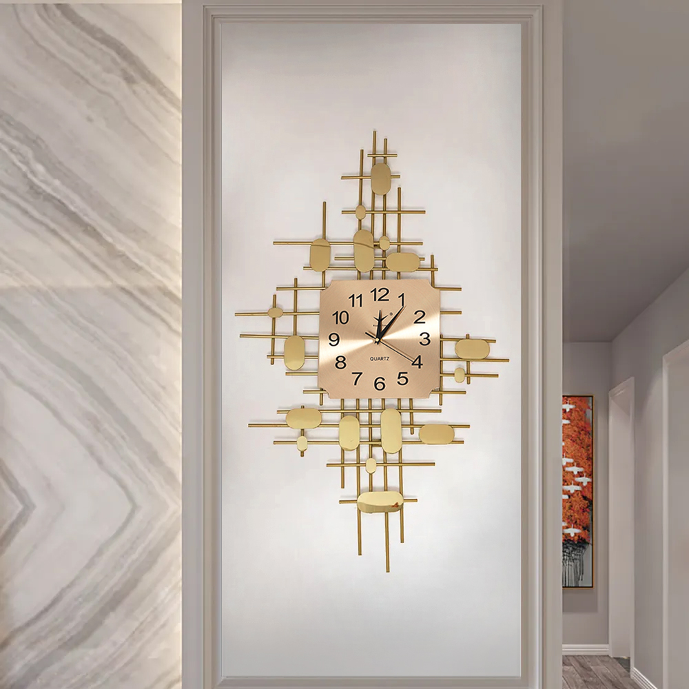 Image of 21.7" 3D Gold Fashion Metal Oversized Wall Clock Luxury Home Decor