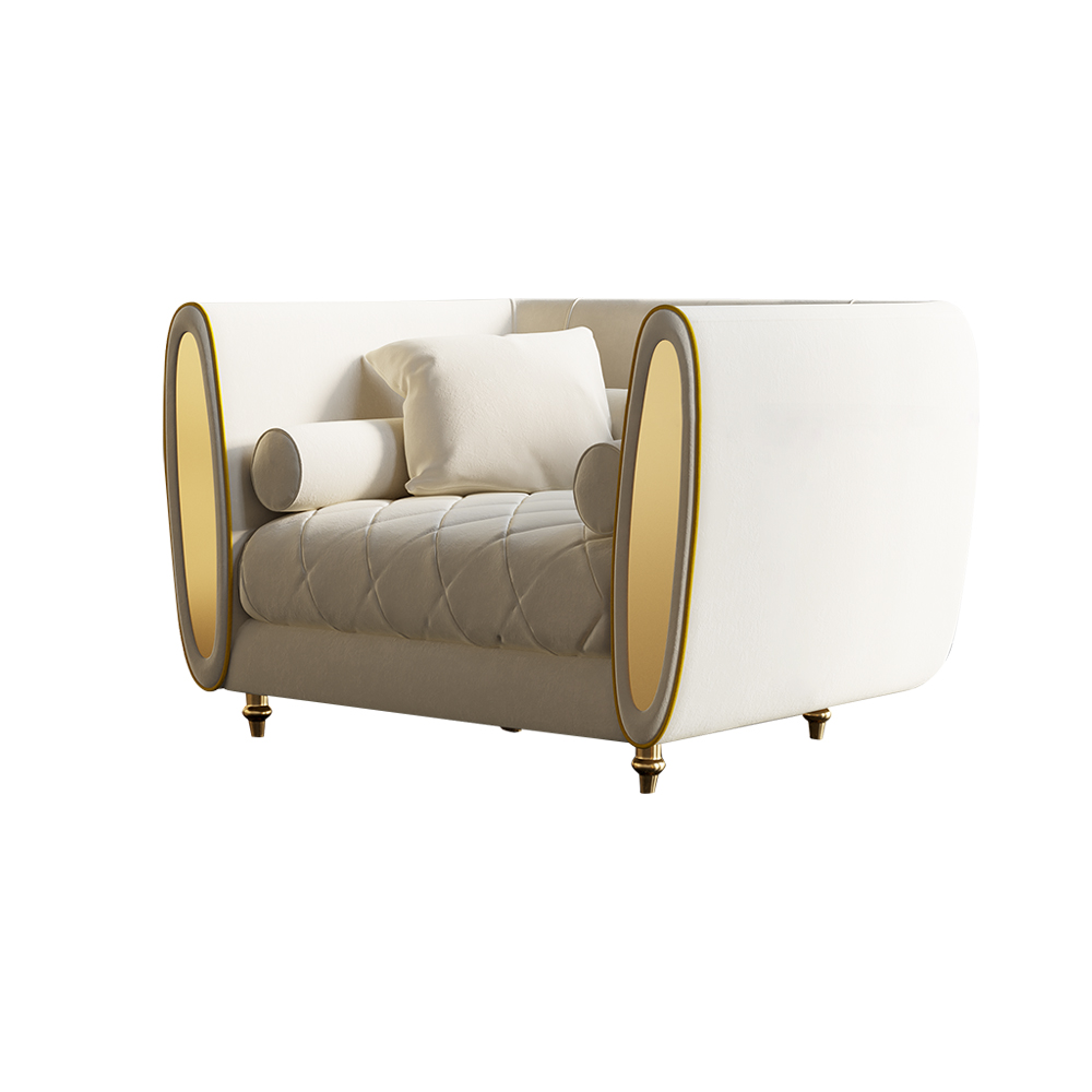 Modern Luxury Accent Chair Tufted Upholstered Velvet Accent Chair in Gold Legs