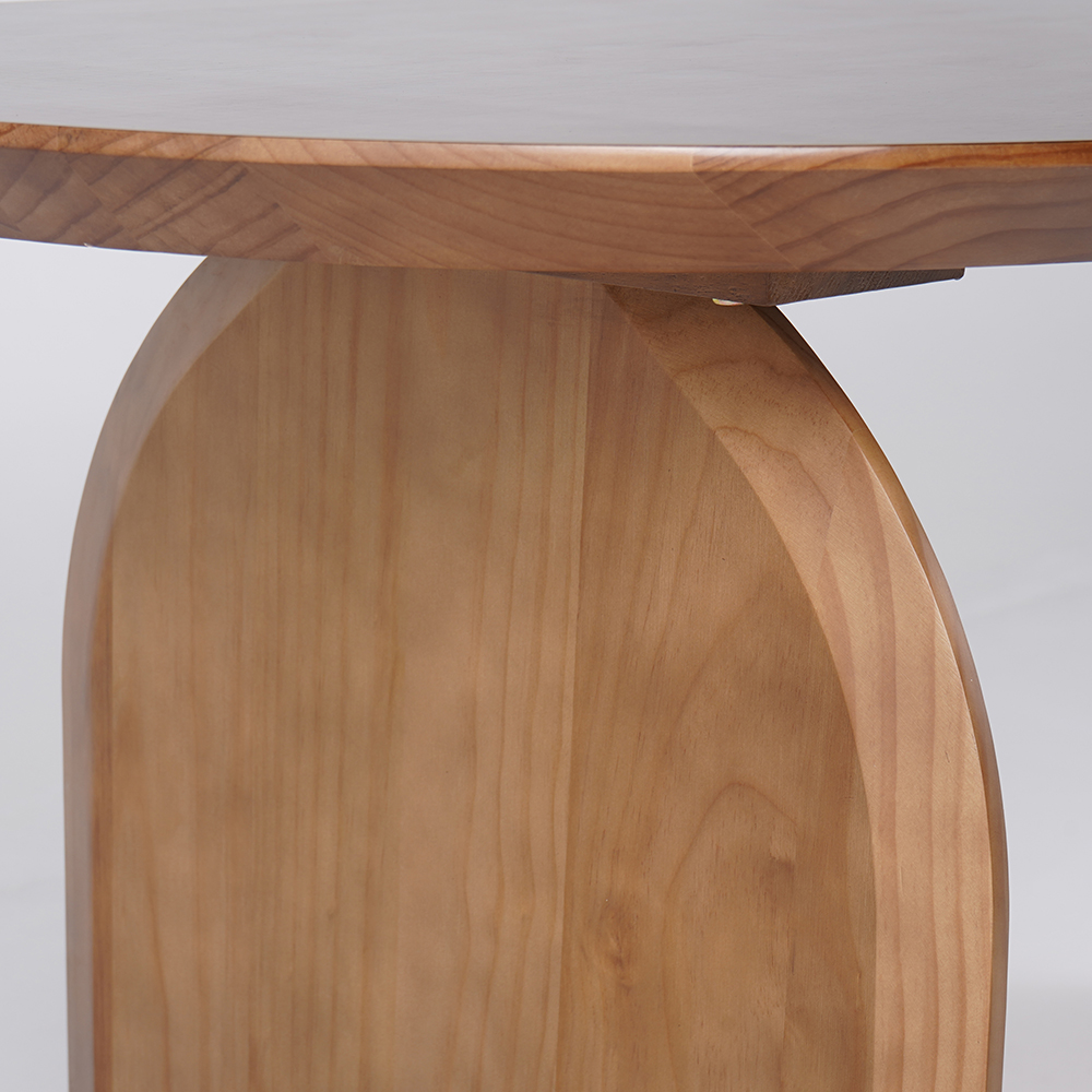 70.9" Farmhouse Dining Table Solid Wood Top & Pedestals for 6Homary