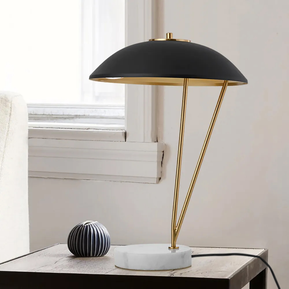 

Postmodern 1-Light Table Lamp with Black Umbrella Shade