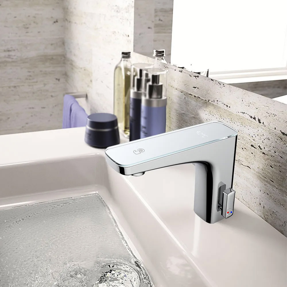 

Single Hole Electronic Bathroom Sink Faucet with Water Temperature Display