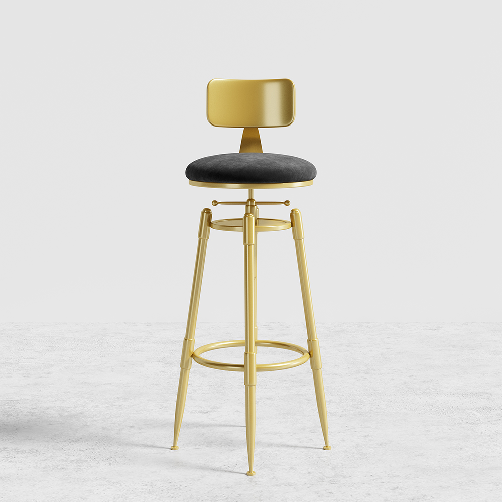 Modern Black Velvet Swivel Adjustable Counter Height Bar Stools (Set of