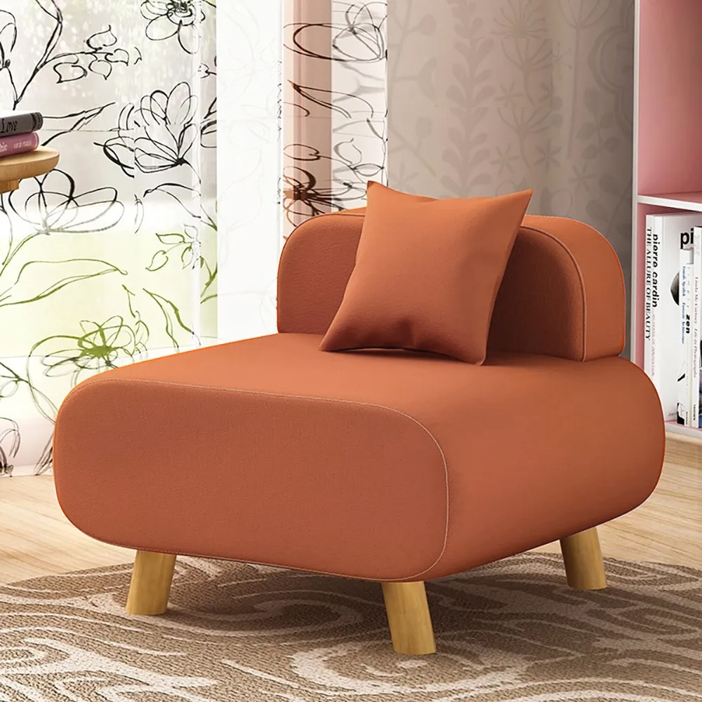 

Modern Orange Accent Chair with Cotton & Linen Upholstered and Pillow Included