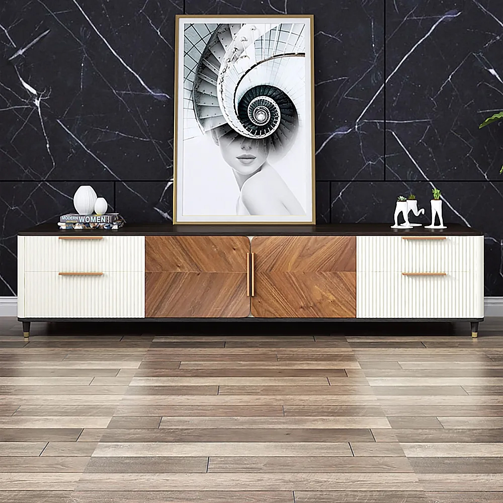 

78" Nordic TV Stand 2-Door & 2-Drawer Media Console in Gold