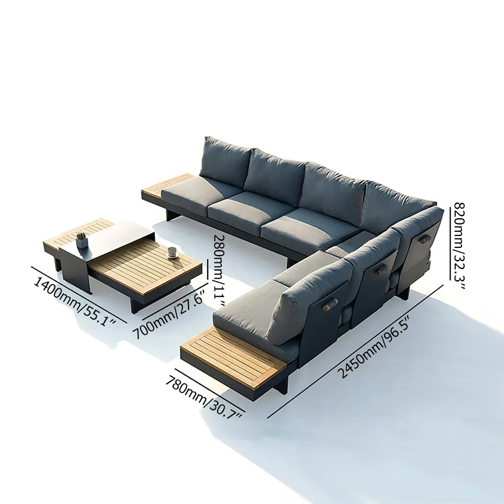 4 Pieces L Shape Outdoor Sectional Sofa Set with Coffee Table