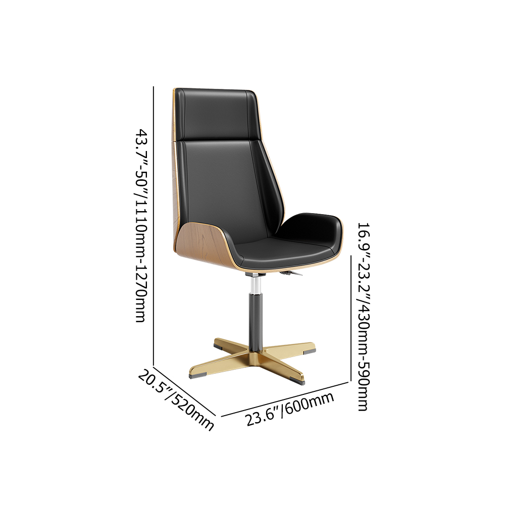 Chaise de bureau à domicile moderne en cuir noir Chaise de direction rembourrée à dossier haut