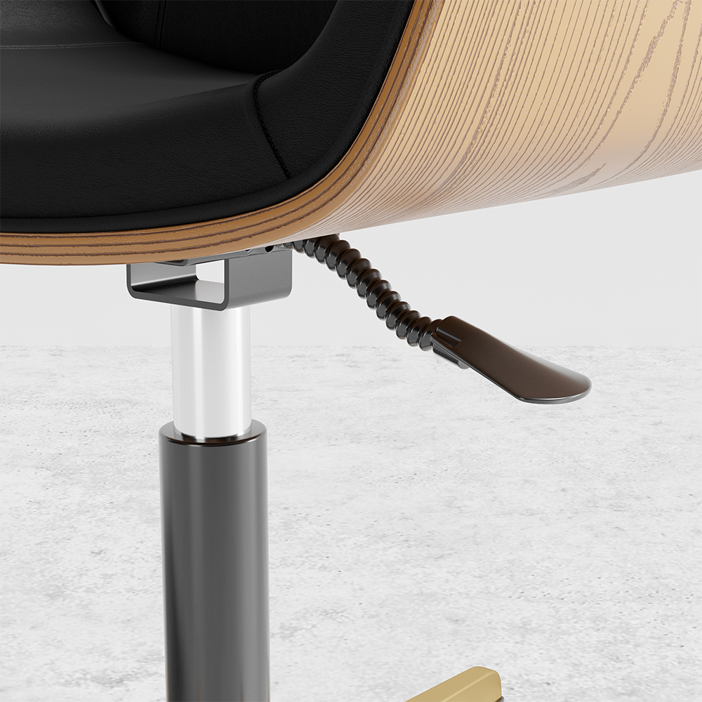 Silla de oficina en casa moderna de cuero negro Silla ejecutiva tapizada con respaldo alto